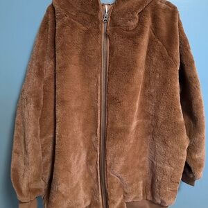Free People- NWT Turn Up Zip Off Faux Fur Hoodie Sz L
